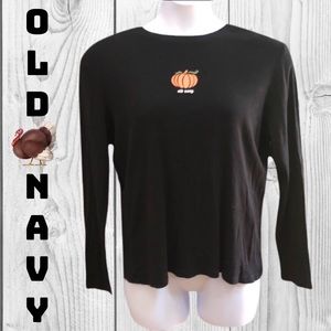 Pumpkin Black and Orange Old Navy Long Sleeve Shirt T-Shirt XL